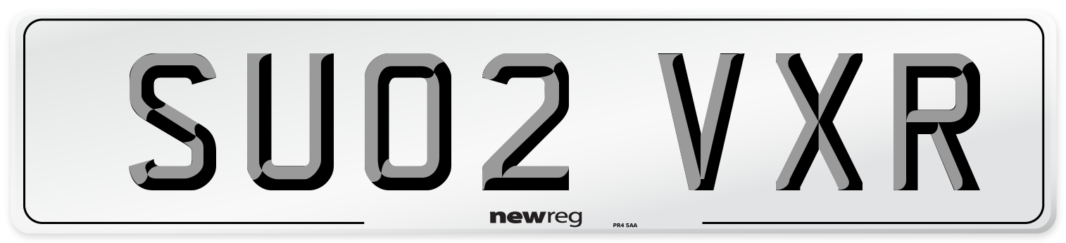 SU02 VXR Number Plate from New Reg